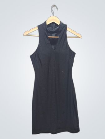 XOXO Schwarzes Glitzer-Mockneck-Kleid