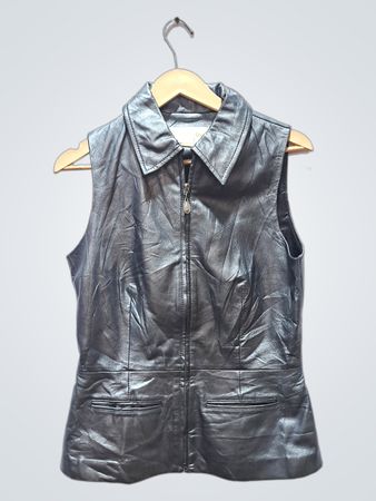 Gilet sans manches Margaret Godfrey argenté métallisé à col et fermeture éclair