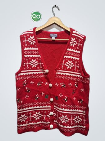 Laura Scott Rote Weihnachts-Schneeflockenweste