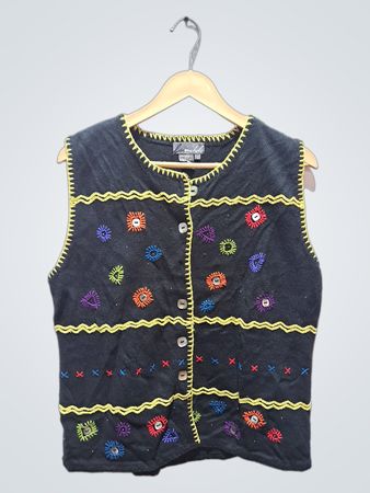 Lisa Nichols schwarze bestickte Strickweste