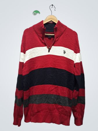 U.S. Polo Assn. Gestreifter Pullover mit Viertelreißverschluss