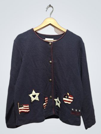 Christopher & Banks marineblauer Cardigan mit Applikationen in Form einer amerikanischen Flagge und Sternen