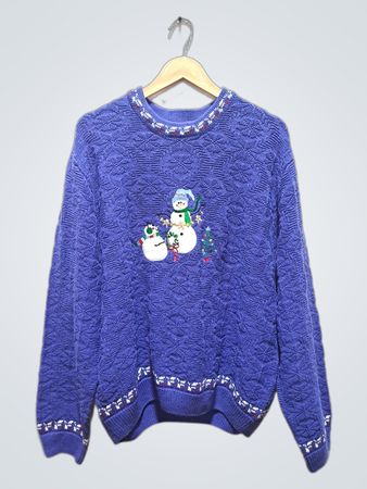 Cabela's For Women Blauer bestickter Schneemann-Pullover