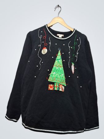 White Stag Schwarzer Weihnachtsbaum-Pullover