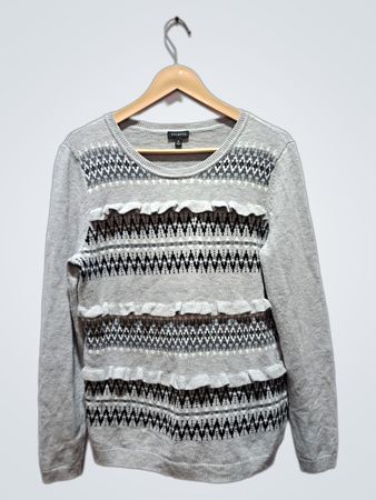 Talbots Grauer Pullover mit Rüschendetail