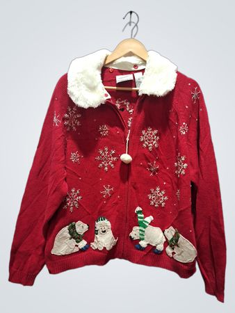 Fashion Bug Weihnachts-Pullover mit Eisbären und Schneeflocken