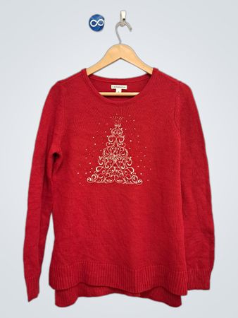 Croft & Barrow Roter Weihnachtsbaum-Pullover