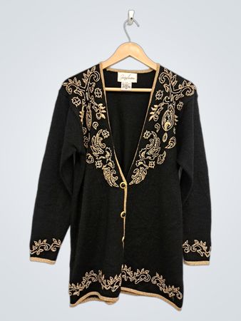 Jazzy Jeans Schwarze bestickte Strickjacke