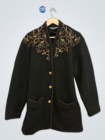 I. Magnin Black bestickter Cardigan