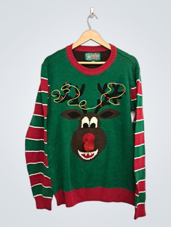 Hässlicher Weihnachts-Pullover Rentier Lichter
