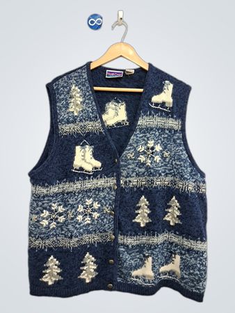North Crest Blue Weste mit Schlittschuhen und Schneeflocken