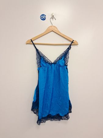 Adore Me Blue Spitzenbesatz-Babydoll-Nachthemd