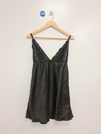 Smart Sexy Schlafanzug Negligee Schwarzes Slipkleid mit Spitzenbesatz