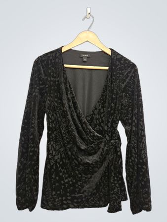 Alfani Black Velvet Burnout Wickel-Oberteil