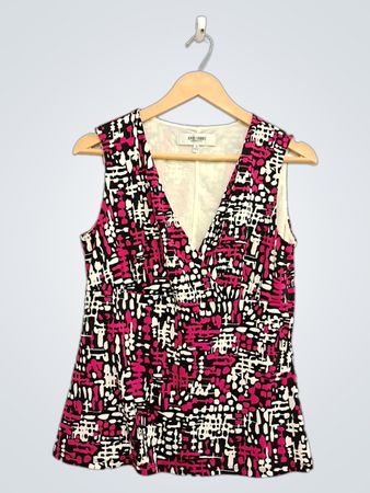 Jones Studio Separates ärmelloses Top mit V-Ausschnitt in pink-schwarzem abstraktem Print