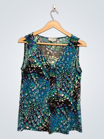 Tahari ärmellose V-Ausschnitt-Bluse