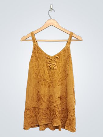 Advance Apparels Women's Free Size Gelbes Besticktes Tanktop