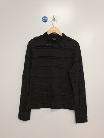 Sanctuary Black Mock-Neck-Rüschenshirt mit langen Ärmeln