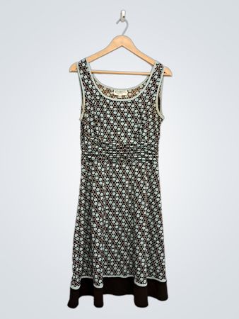 STUDIO I Petite ärmelloses gerafftes Kleid mit geometrischem Muster