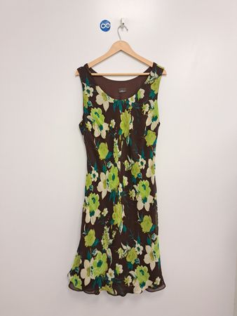 Anna Damen ärmelloses Kleid mit Blumenmuster, braun