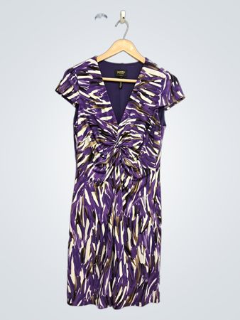 L.A.M.B. by Gwen Stefani lila abstrakter Print Kleid mit Twist-Front