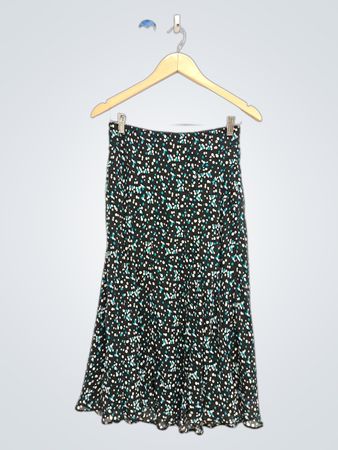 East 5th Damen Schwarzer Midirock mit Blumenmuster Größe S