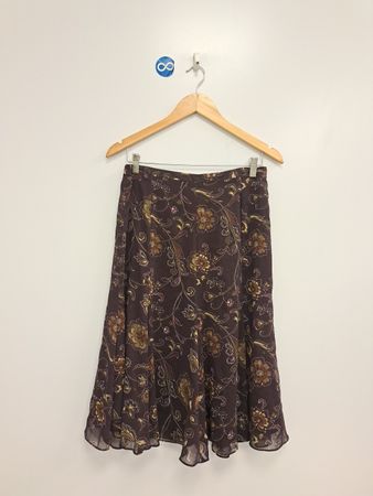Sag Harbor Women's Brown Floral Print Midi Skirt