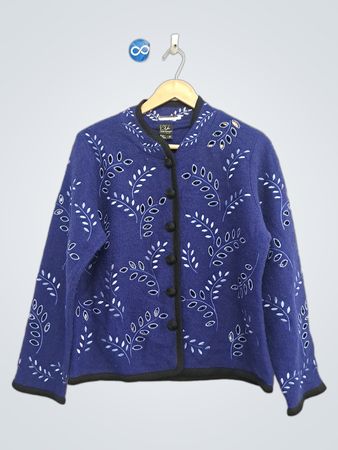 Covelo Clothing Inc. Blaue bestickte Strickjacke