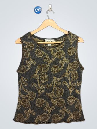 Mia Moda ärmelloses Stricktop mit Blumenmuster