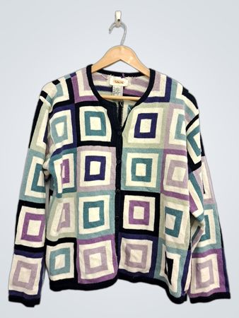 Talbots Damen Strickjacke mit geometrischem Muster
