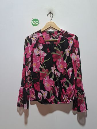 INC International Concepts Floral Print Bell Sleeve Blouse
