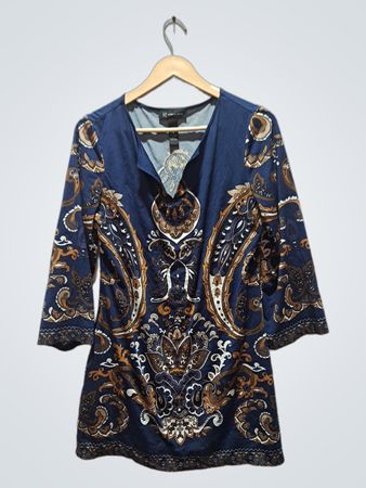 INC International Concepts Blue Paisley Print Tunic Top