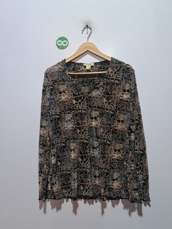 Plissé Damen Größe M 100% Polyester Langarmshirt
