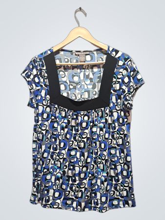 Firstsight Couture Damen Top mit abstraktem Muster und Quadrat-Ausschnitt