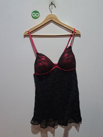 Schwarz und Rosa Spitzen-Babydoll