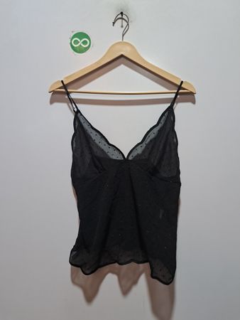 Schwarzes durchsichtiges Camisole mit Polka-Dots