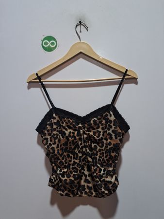 Spitzenbesetztes Camisole-Top mit Leopardenmuster