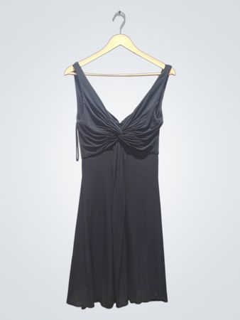 Rampage Schwarzes gerafftes V-Ausschnitt-Kleid Größe 8
