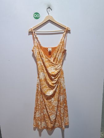Joie Orange Blumendruck gerafftes Wickelkleid