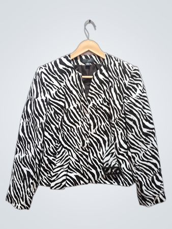 Kim Rogers Signature Petite-Anzugjacke mit Zebramuster