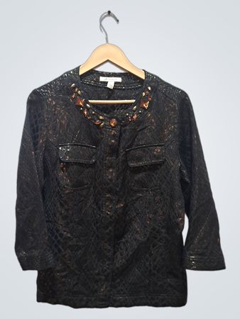 JM Collection Schwarze Strukturierte Jacke