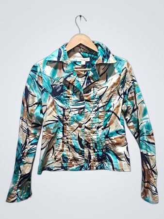 Coldwater Creek Damen bedruckte Bluse mit Knopfleiste
