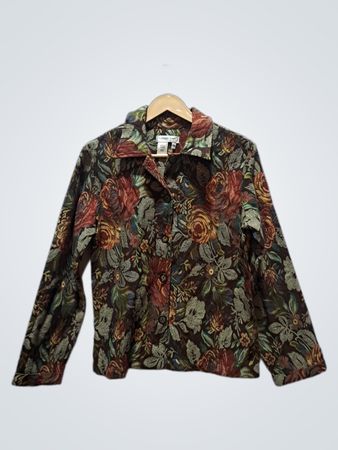 Coldwater Creek Damenjacke mit floralem Druck und Knopfleiste