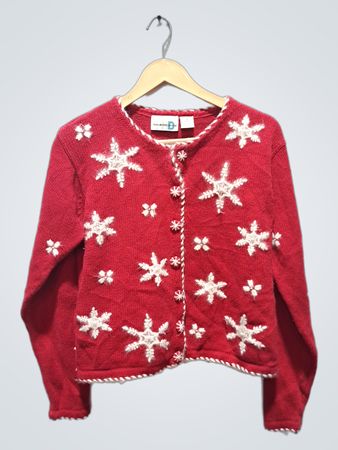 Paul Harris Design Roter Schneeflocken-Cardigan