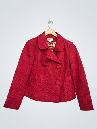 Talbots Rotes Jacquard-Zweireiher-Sakko