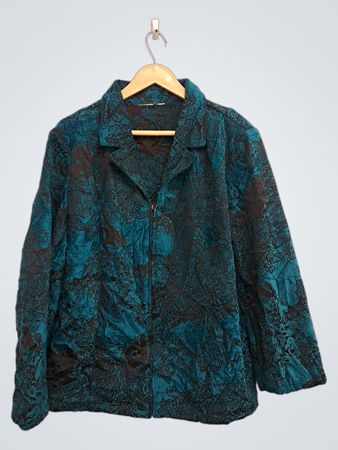 Türkis-schwarz geblümte Jacke
