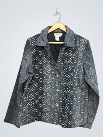 Coldwater Creek Damenjacke mit geometrischem Muster und Knopfleiste