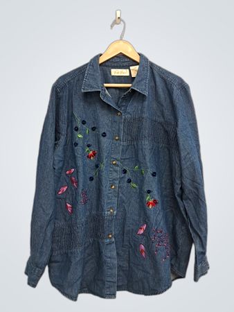 Polllie Brook Denim besticktes Hemd