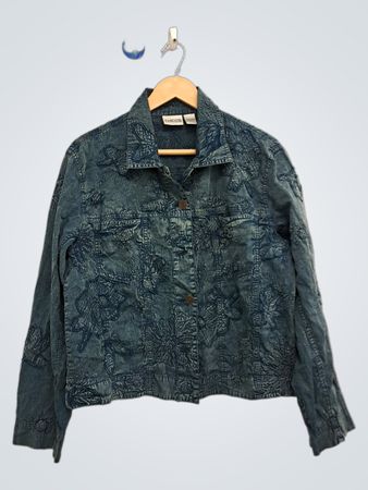 Chico's bestickte Jeansjacke