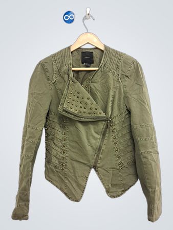 Forever 21 Nietenbesetzte asymmetrische Reißverschlussjacke